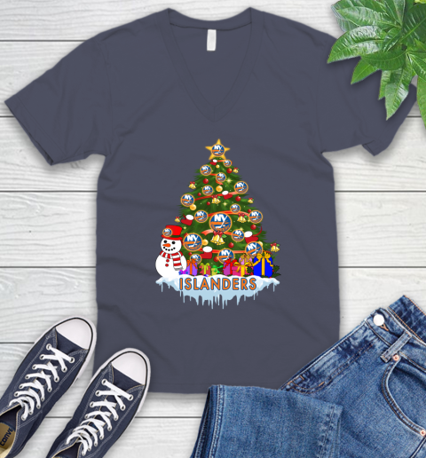 New York Islanders Merry Christmas NHL Hockey Sports V-Neck T-Shirt - Image 9