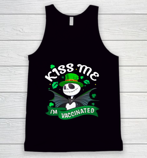 Kiss Me I'm Vaccinated Patrick's Day Jack Skellington Tank Top