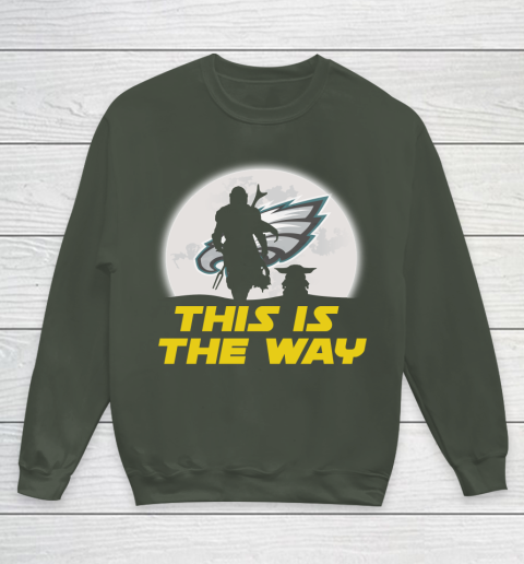Philadelphia Eagles NFL Football Star Wars Yoda And Mandalorian This Is The Way Youth Sweatshirt 8