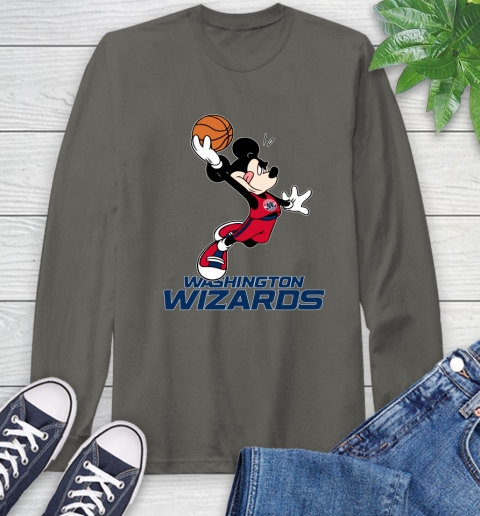 NBA Basketball Washington Wizards Cheerful Mickey Mouse Shirt Long Sleeve T-Shirt 9