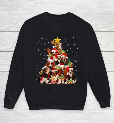Basset Hound Christmas Tree T Shirt Xmas Gift For Dog Lover Youth Sweatshirt