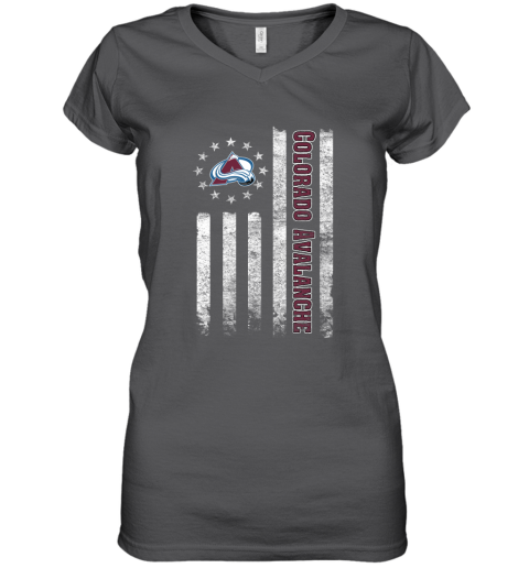 NHL American Flag Hockey Sports Colorado Avalanche Women's V-Neck T-Shirt 3