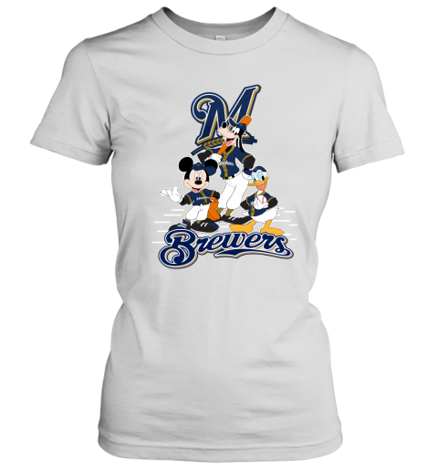 Milwaukee Brewers Mickey Donald And Goofy Baseball Women's T-Shirt