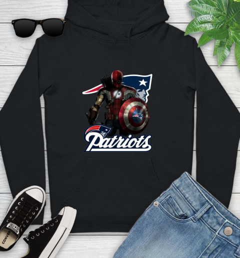 NFL Captain America Thor Spider Man Hawkeye Avengers Endgame Football New England Patriots Youth Hoodie 2