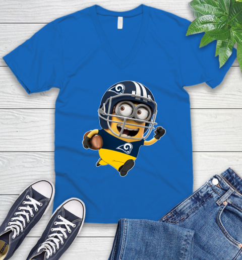 NFL Los Angeles Rams Minions Disney Football Sports V-Neck T-Shirt 6