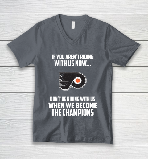 NHL Philadelphia Flyers Hockey We Become The Champions V-Neck T-Shirt 4