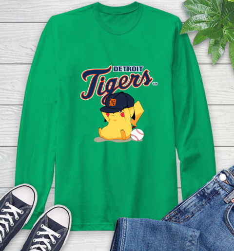 MLB Pikachu Baseball Sports Detroit Tigers Long Sleeve T-Shirt 7