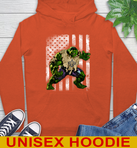 New Orleans Saints Hulk Marvel Avengers NFL Football American Flag Hoodie 4