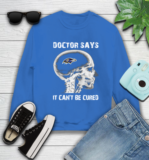 NFL Baltimore Ravens Football Skull It Can't Be Cured Shirt Sweatshirt - Image 11