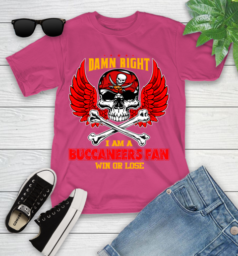 NFL Damn Right I Am A Tampa Bay Buccaneers Win Or Lose Skull Football Sports Youth T-Shirt 11