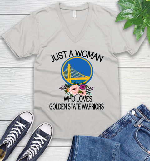 NBA Just A Woman Who Loves Golden State Warriors Basketball Sports V-Neck T-Shirt
