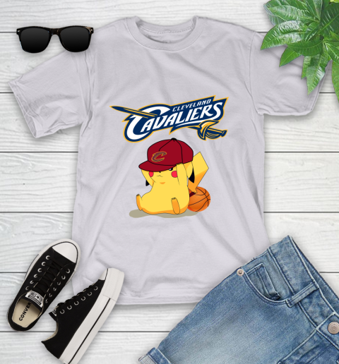 NBA Pikachu Basketball Sports Cleveland Cavaliers Youth T-Shirt 4