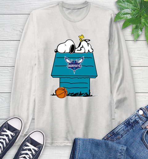 Charlotte Hornets NBA Basketball Snoopy Woodstock The Peanuts Movie Long Sleeve T-Shirt