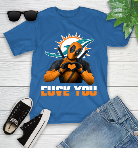 NHL Miami Dolphins Deadpool Love You Fuck You Football Sports Youth T-Shirt 12