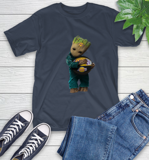 NBA Groot Guardians Of The Galaxy Basketball Sports Los Angeles Lakers T-Shirt 4