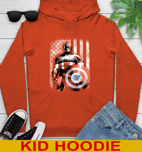 Oklahoma City Thunder NBA Basketball Captain America Marvel Avengers American Flag Shirt Youth Hoodie 4
