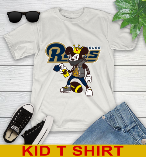 Los Angeles Rams NFL Football Mickey Peace Sign Sports Youth T-Shirt 12