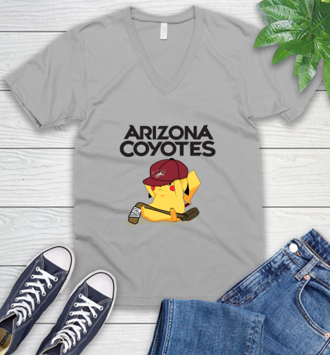 NHL Pikachu Hockey Sports Arizona Coyotes V-Neck T-Shirt 4