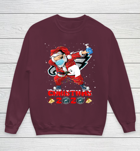 Philadelphia Eagles Funny Santa Claus Dabbing Christmas 2020 NFL Youth Sweatshirt 4