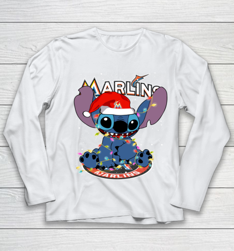 Miami Marlins MLB noel stitch Baseball Christmas Youth Long Sleeve