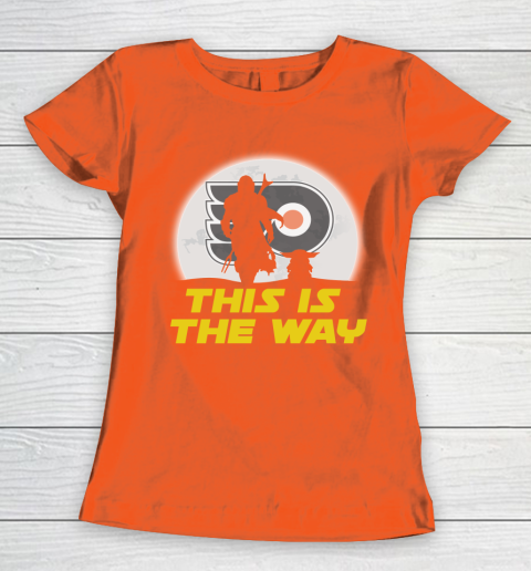 Philadelphia Flyers NHL Ice Hockey Star Wars Yoda And Mandalorian This Is The Way Women's T-Shirt 3