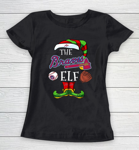 Atlanta Braves Christmas ELF Funny MLB Women's T-Shirt
