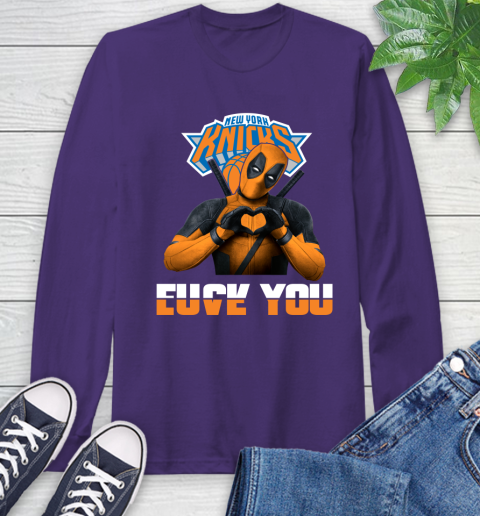 NBA New York Knicks Deadpool Love You Fuck You Basketball Sports Long Sleeve T-Shirt 5