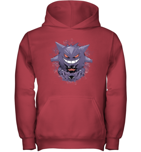 ukxo gastly haunter gengar pokemon shirts youth hoodie 43 front red
