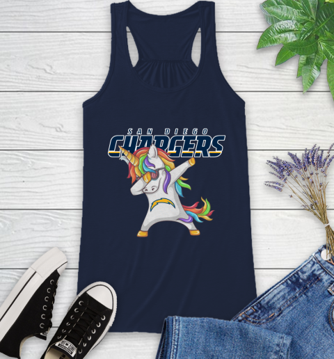 Los Angeles Chargers NFL Football Funny Unicorn Dabbing Sports Racerback Tank 12