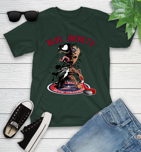 NHL Columbus Blue Jackets Hockey Venom Groot Guardians Of The Galaxy Youth T-Shirt 5