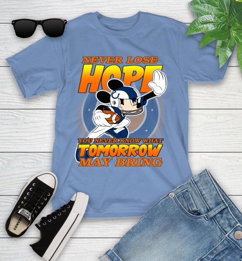Indianapolis Colts NFL Football Mickey Disney Never Lose Hope Youth T-Shirt 15