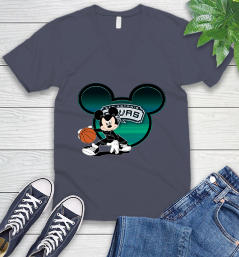 NBA San Antonio Spurs Mickey Mouse Disney Basketball V-Neck T-Shirt 9