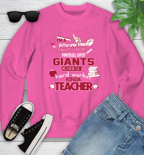 New York Giants NFL I'm A Difference Making Student Caring Football Loving Kinda Teacher Youth Sweatshirt 6