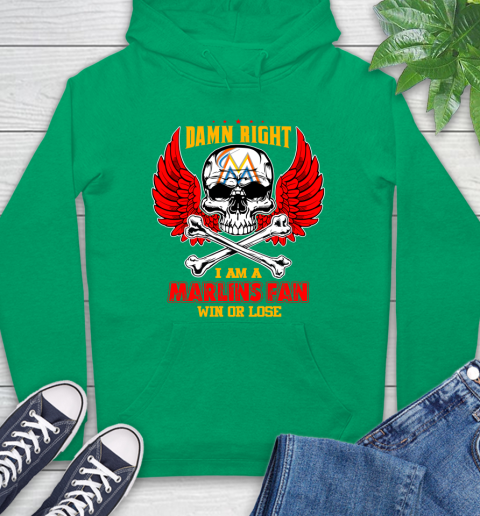 MLB Damn Right I Am A Miami Marlins Win Or Lose Skull Baseball Sports Hoodie 8