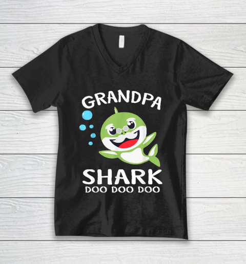 Grandpa Funny Gift Apparel  Grandpa Shark Funny Father's Day Gift V-Neck T-Shirt