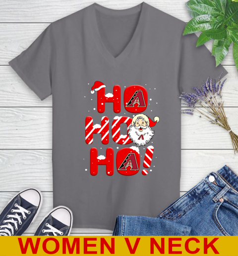 Arizona Diamondbacks MLB Baseball Ho Ho Ho Santa Claus Merry Christmas Shirt Women's V-Neck T-Shirt 11