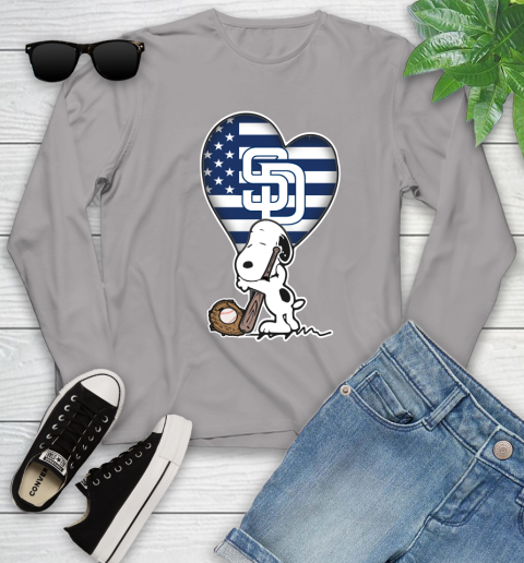 San Diego Padres MLB Baseball The Peanuts Movie Adorable Snoopy Youth Long Sleeve 5