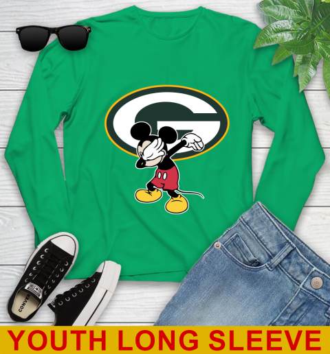 Green Bay Packers NFL Football Dabbing Mickey Disney Sports Youth Long Sleeve 7