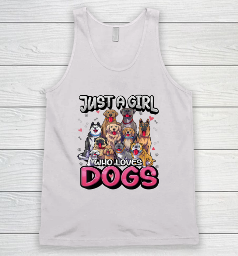 Just A Girl Who Loves Dogs Shirt Funny Puppy Dog Lover Girls Tank Top