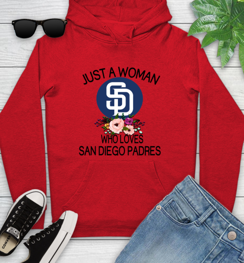 MLB Just A Woman Who Loves San Diego Padres Baseball Sports Youth Hoodie 7