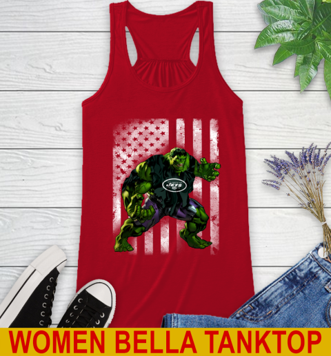 New York Jets Hulk Marvel Avengers NFL Football American Flag Racerback Tank - Image 5