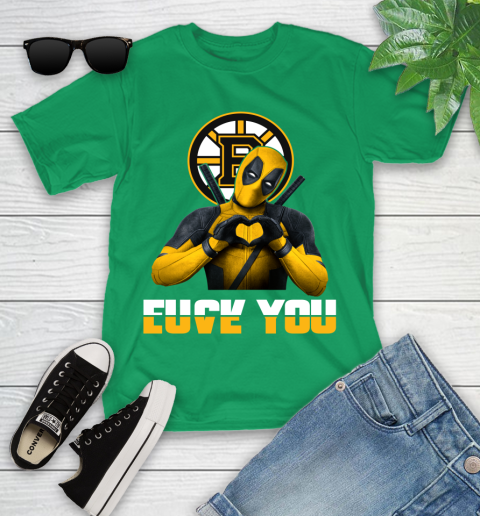 NHL Boston Bruins Deadpool Love You Fuck You Hockey Sports Youth T-Shirt 23