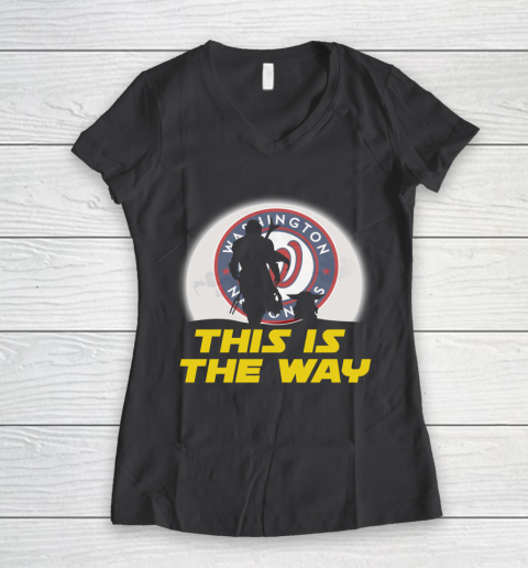 Washington Nationals MLB Baseball Star Wars Yoda And Mandalorian This Is The Way Women's V-Neck T-Shirt 6