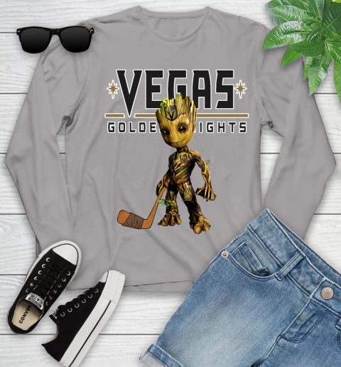 Vegas Golden Knights NHL Hockey Groot Marvel Guardians Of The Galaxy Youth Long Sleeve 5