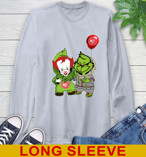 Atlanta Hawks Baby Pennywise Grinch Christmas NBA Basketball Long Sleeve T-Shirt 6