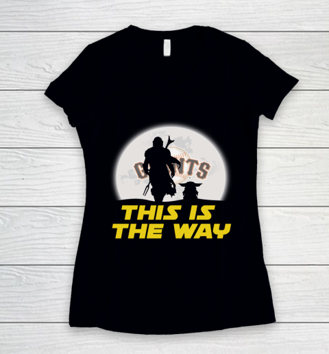 San Francisco Giants MLB Baseball Star Wars Yoda And Mandalorian This Is The Way Women's V-Neck T-Shirt