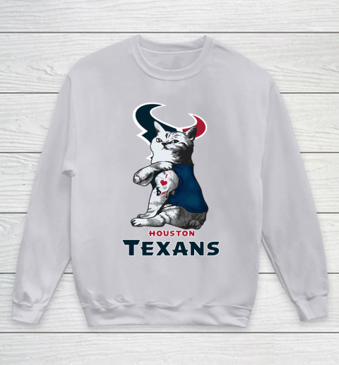 NFL Football My Cat Loves Houston Texans Youth Sweatshirt 3