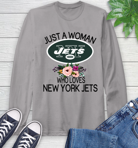 NFL Just A Woman Who Loves New York Jets Football Sports Long Sleeve T-Shirt 4