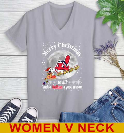Cleveland Indians Merry Christmas To All And To Indians A Good Season MLB Baseball Sports Women's V-Neck T-Shirt 4