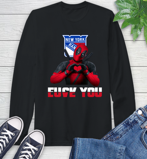 NHL New York Rangers Deadpool Love You Fuck You Hockey Sports Long Sleeve T-Shirt